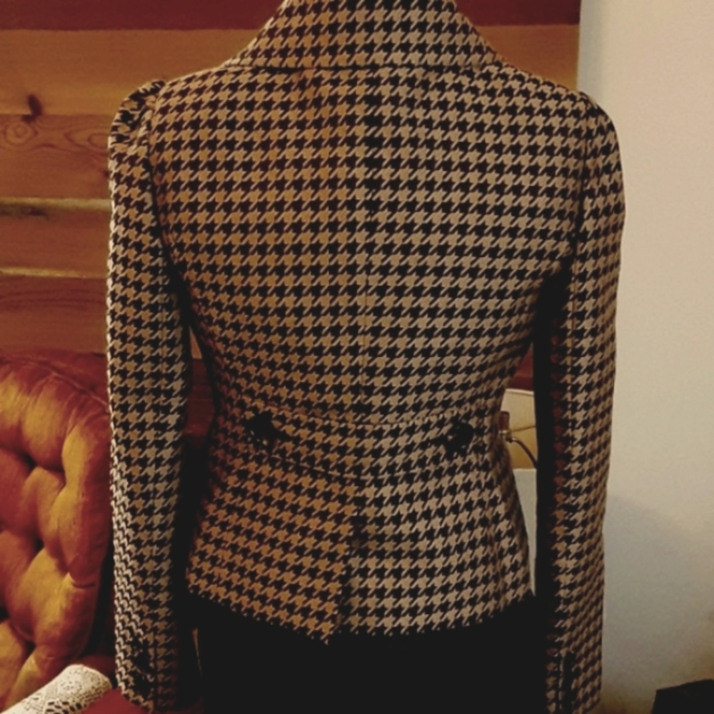 FINAL lvg 8/15 Nine West Suit Double Breasted short Houndstooth knit Jacket Sz 4 - Picture 5 of 10